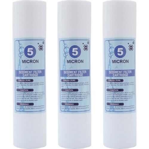 3 Pcs 1-5 Micron Sediment Water Filter Purifier Cartridge Reverse Osmosis 10 Inch PP Cotton Filter Element Ultra Filtration