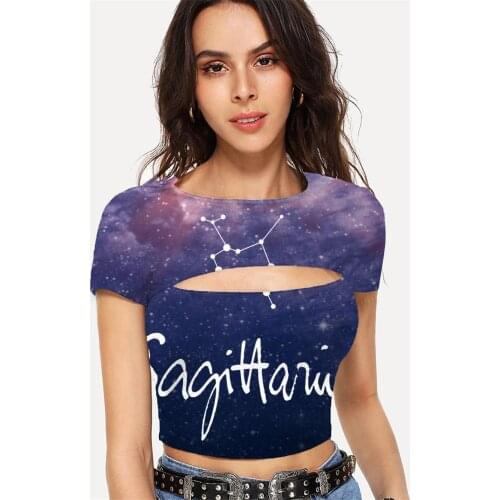 Somepet Sagittarius T-shirt Women Galaxy Tshirts Casual Nebula Shirt Print Novel T-shirts 3d Short Sleeve Summer Short Style