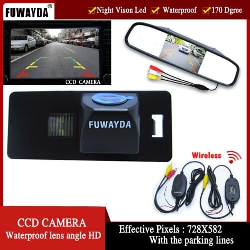 FUWAYDA Wireless HD CCD Car rearview parking camera forAUDI A1 A4 (B8) A5 S5 Q5 TT/PASSAT R36 5D with rearview mirror monitor