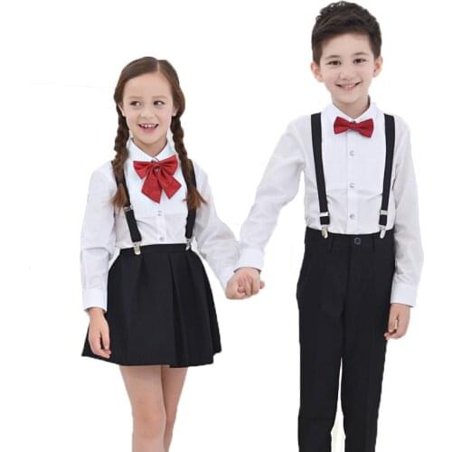 Boys Girls Dress Sets Children School Uniforms Pupils Chorus Performance Outfits Children Host Flower Kids Clothing Set