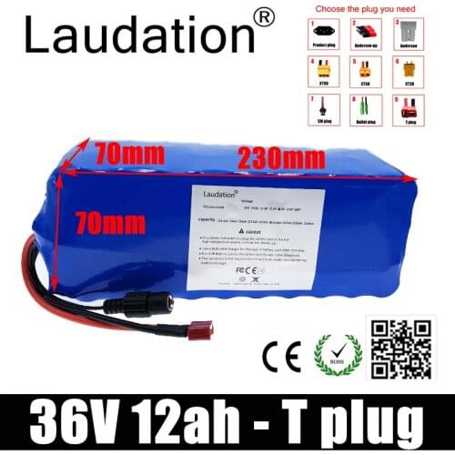 Laudation 36V 12Ah 18650 Li ion Battery Pack 10 S 4 P High Power T Plug For Balance Car Motorcycle Electric Bicycle Scooter BMSr