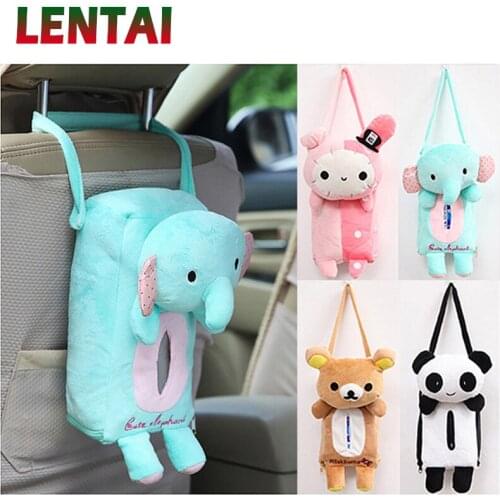 LENTAI For Kia rio ceed sportage 2017 cerato Lada granta vesta Fiat 500 punto 1Set Car Cartoon Tissue Box Hanging Paper Bag
