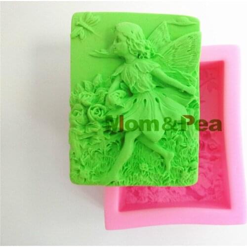 Mom&Pea 0462 Free Shipping Fairy & Flower Shaped Silicone Mold Cake Decoration Fondant Cake 3D Mold Soap Mold