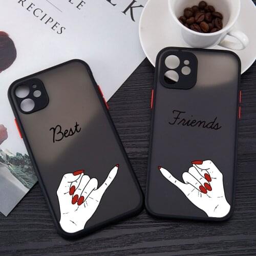 Best Friends Pattern Ladybro Pairs Matte Cover Phone Case Skin for iPhone 11 12 Pro Max X XS XR 6 6s 7 8 Plus SE2 Mini