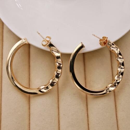 Trendy Copper Large Hoop Earrings for Womens Gold Plated Women Pageant Earrings Fashion Jewelry Accessories wedding Gift