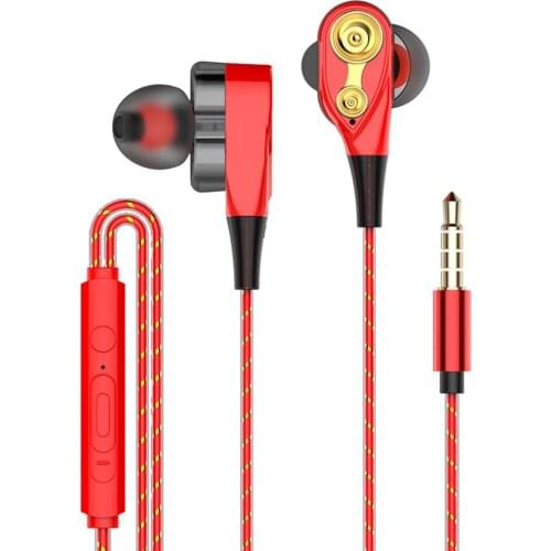 Dual Movings Coil Earphones 3.5mm Wired In-Ear Earphone Heavy Bass Stereo Earbuds with Mic наушники игровые блютуз гарнитура