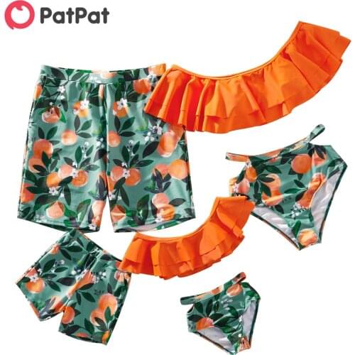 PatPat 2021 New Arrival Summer Fruit Oranges Series Family Matching Swimsuits