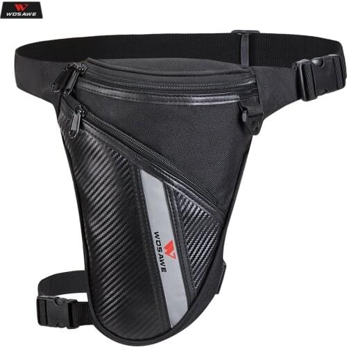 WOSAWE Motorcycle Drop Leg Bag Waist Pack Black Fashion Waterproof with Oxford Cloth Outdoor Casual Waist Bag Moto Motorbike Bag