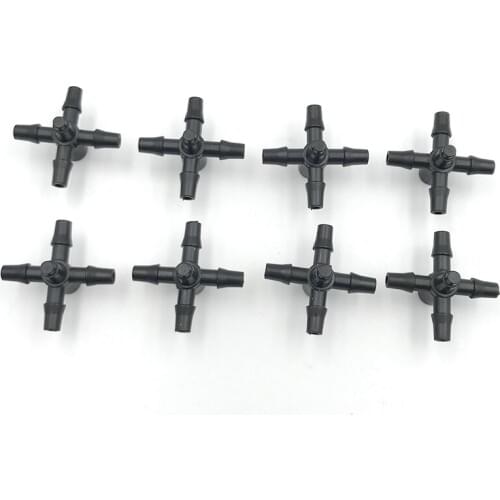 Five-way Water Connectors 3/5mm Hose Straight Quick Connectors Hose Splitters Multiple Joint Cross-connector Irrigation System