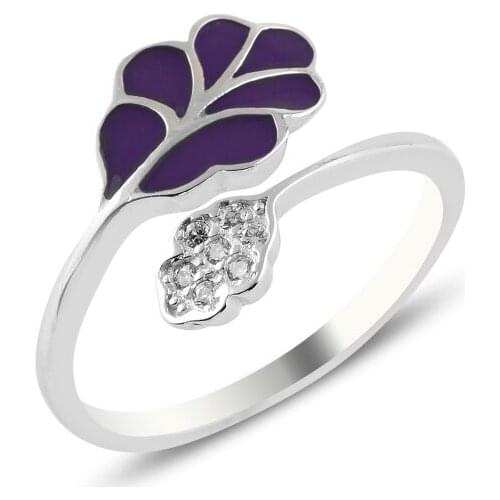 Silver 925 Sterling Purple Cabochons & Zircon Cubic Zirconia Adjustable Tall Ring