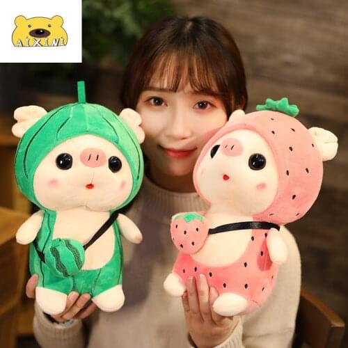 Hat Pig Plush Toy Cute Dinosaur Unicorn Rabbit Stuffed Animal Soft Toy for Children Baby Toy Gift Pig Plushie Kawaii Food Pillow