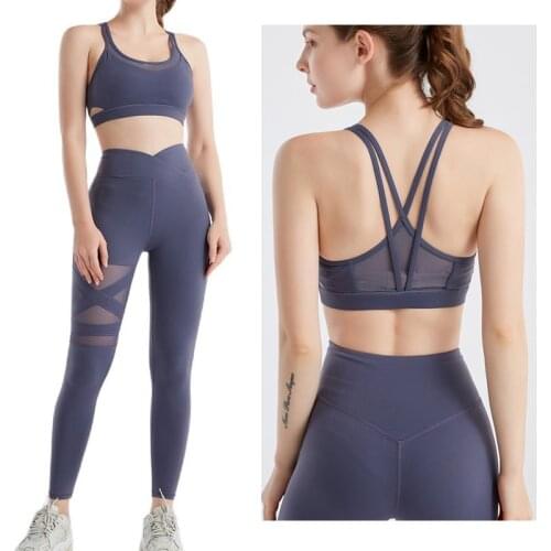2 Piece Set Athletic Workout Clothes For Women Sports Bra And Leggings Set Sexy Fitness Sportswear Suit Running Gym Tracksuit