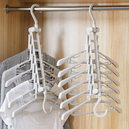 Telescopic Cloth Hangers Folding Drying Clothes Trousers Pants Hanger with Clips Wardrobe Hooks Home Storage Organizer