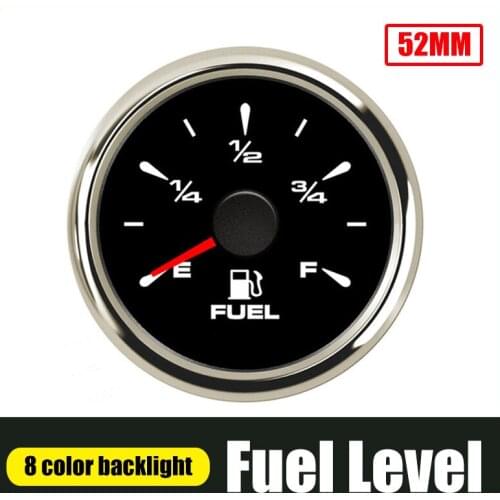 2'' 52mm Fuel Level Gauge With 8 Color Backlight For Car Boat Motorcycle Truck Pointer Indicator 0-190/240-33 ohm adjustable