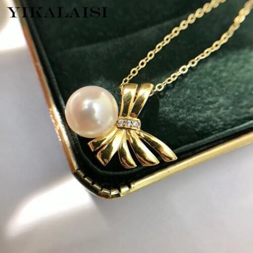 YIKALAISI 925 Sterling Silver Necklaces Jewelry For Women 9-10mm Round Natural Freshwater Pearl Pendants New Arrivals