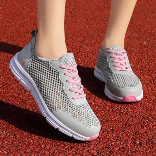 Hollow breathable 2021 summer shoes women sneakers lace-up solid new arrival platform sneakers women shoes plus size casual shoe