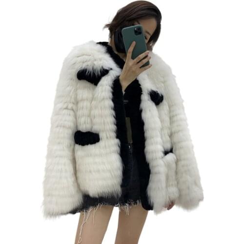 Small Fragrance Real Fur Coat Women Winter Natural Fox Fur Jackets Loose Size Warm Clothing Fashion Outwear For Lady