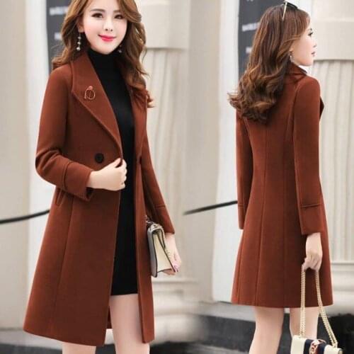 Wool Coat Autumn Winter Korean Fashion Plus Size Female Slim Warm Long Coat Overcoat Cashmere Outerwear