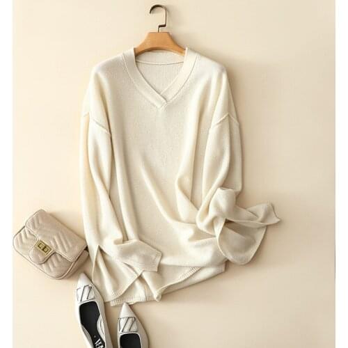 100% cashmere v neck sweaters wome fashion long sleeve designers pullover knitted ladies chic winter knitwear female tops