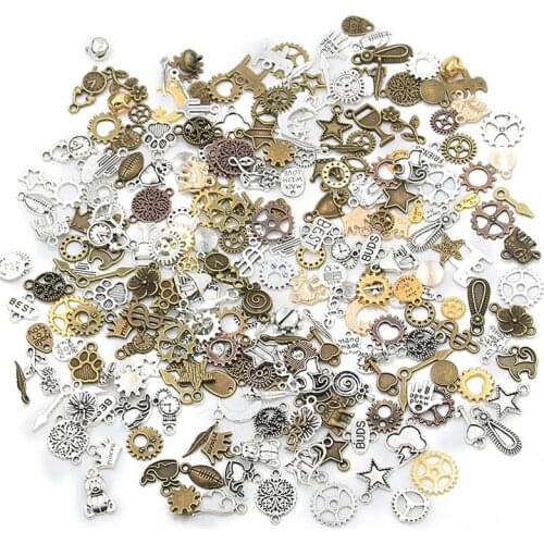 100PC Mix Color Small Size Random Metal Alloy Animal Plant Heart Charm Machine Steam Punk Gear DIY Necklace Bracelet Accessories