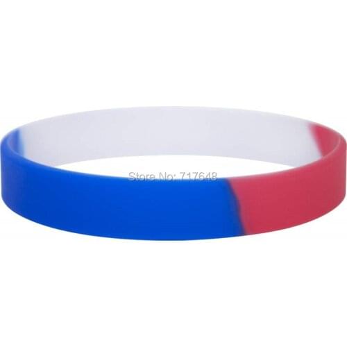 100pcs USA Blank Red White Blue segmented patriotic wristband silicone bracelets free shipping by epacket A