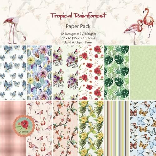 12 Sheets Tropical Rainforest Scrapbooking Pads Paper Origami Art Background Paper Card Making DIY Scrapbook Paper Craft