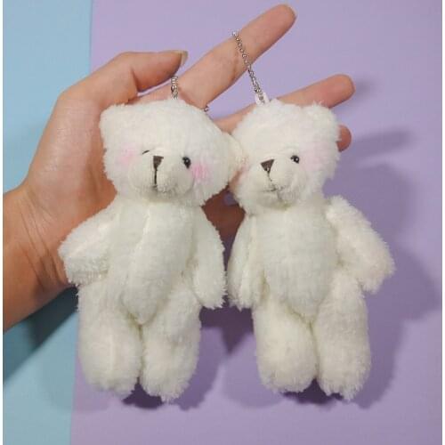 14cm Mini Teddy Bear Stuffed Plush Toys White Small Bear Stuffed Toys Birthday Gift Pendent Keychain Gifts For Boyfriend