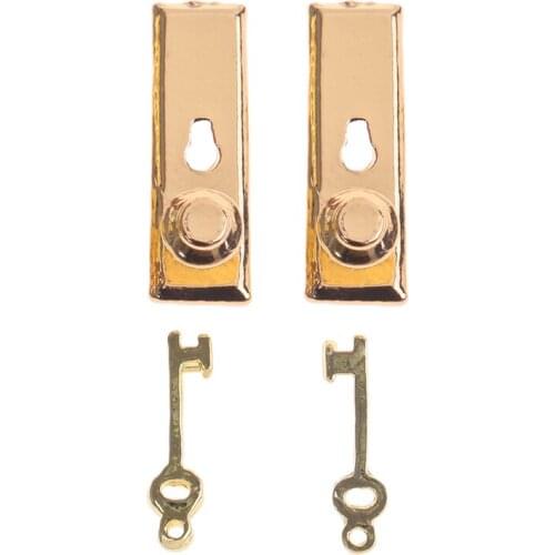 2 Sets Dolls House Furniture Door Lock & Key 1:12 Dollhouse DIY Mini House Hardware Lock Key Dollhouse Accessories New