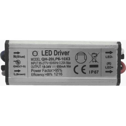 2pcs Waterproof Power Supply AC 110 220V LED Driver 6-10X3W 20W 650mA for 20w High power led chip light
