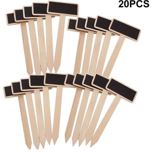 20pcs/set T Type Chalkboard Easy Write Vegetable Labels Home Agriculture Wedding Parties Farm Outdoor Garden Wooden Plant Tags