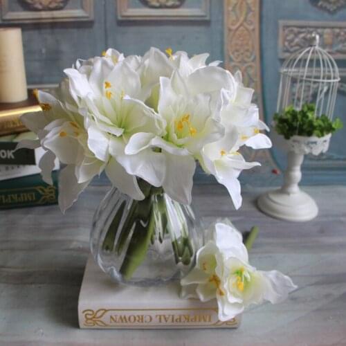 3 pcs/Lot 2 Flower Heads silk flower Artificial Flowers cheap Clivia flores artificiales Peony Fake Leaf Wedding Home Party Deco