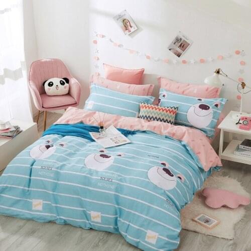 Pink Purple Blue Flora 4pcs Bedding Set 2020 Flat Fitted Bed Sheet with Pillowcase Duvet Cover King Size couette de lit T318