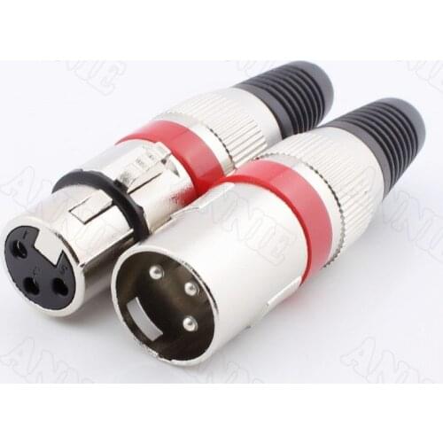 5pairs/lot 3 Pin XLR All-Metal Female Socket/ Male Blue Circle Plug/ Plug-In Component/Microphone Jack