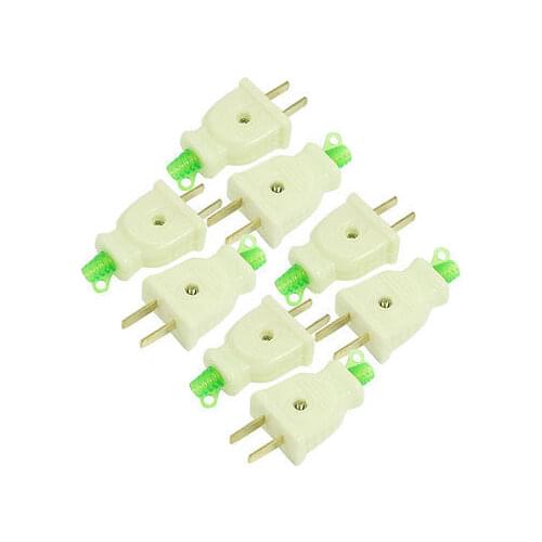 8 Pcs AC 250V 16A 2 Pin US Power Cable Connector Electrical Plug Off White