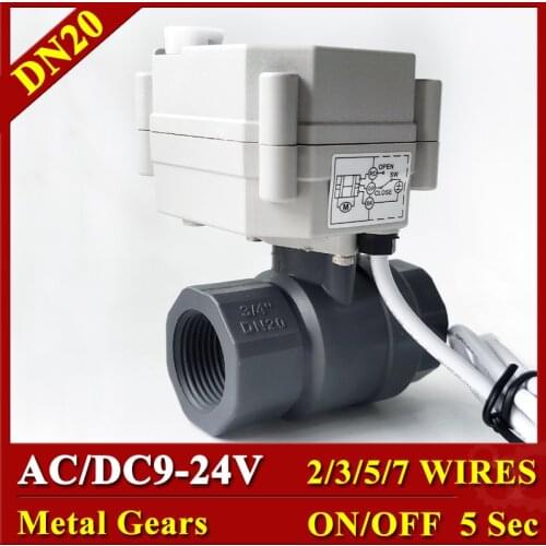 9-24V Electric water valve PVC 3/4", 2 or 3 control wires electric ball valve with signal feedback for auto water supply control
