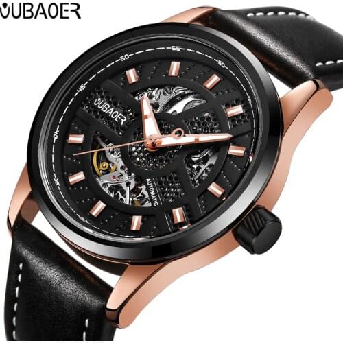 2019 OUBAOER brand watches men sports fashion skeleton wristwatches automatic mechanical watch relogio masculino erkek saat