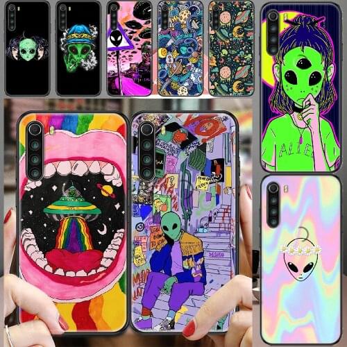 Alien Aesthetics Art Cartoon Phone case For Xiaomi Redmi Note 7 7A 8 8T 9 9A 9S K30 Pro Ultra black art coque painting cover