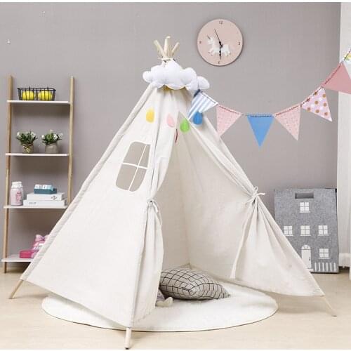 Childrens Tent Teepee Tent For Kids Portable Tipi Infantil House For Children Cabana Kids Tents Decoration Carpet LED Lights