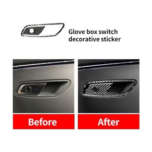 For AUDI A6L 2019 carbon fiber glove box switch decorative sticker 1pc