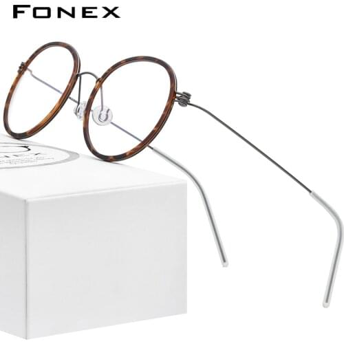 FONEX B Titanium Eyeglasses Frame Men Round Prescription Myopia Optical Frames Women Glasses 2021 Korean Screwless Eyewear 7512