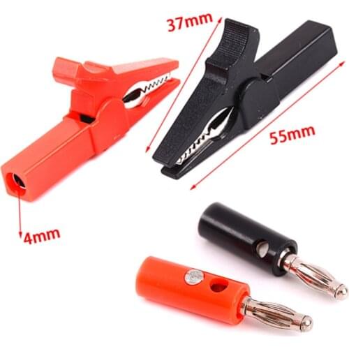 Hot Sale 4pcs/Set With 4mm Banana Plug Cable Clips 55mm Alligator Clip + Banana Plug Test Probe Alligator Clips