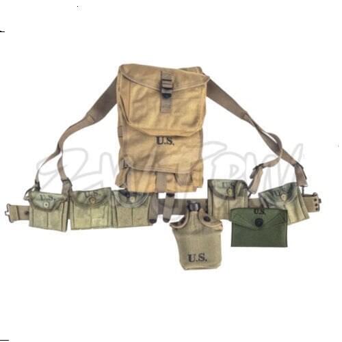 COMBINATION WWII WW2 US ARMY SOLDIER CARBINE EQUIPMENT HACKSAW RIDGE 1928 BACKPACK KETTLE- World military Store