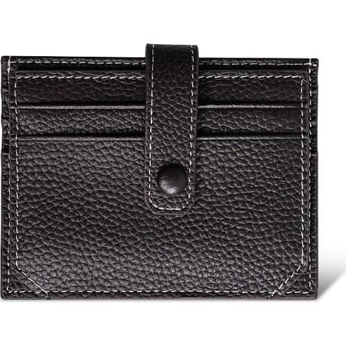 New Genuine leather Men card holder Ultra thin id holder Short Small Purse for cards Solid Hasp Cover for drivers license