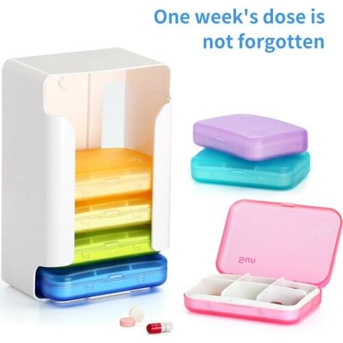 Colorful Pill Box Home Travel Plastic Pill Box Six Compartment Dividing Pill Box Organizing Drawer Type Pill Box Portable