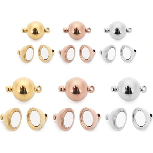2pcs/lot 6/8/10/12/14/16mm Stainless Steel Round Ball Magnetic Clasps Dia Bracelet Claps Buckle Magnet Hook DIY Jewelry Findings