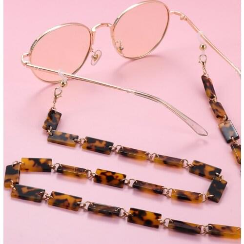 Leopard Acrylic Sunglasses Chains Vintage Tortoise Mask Holder Fashion Neck Strap Lanyard Acetate Glasses Chains Necklace
