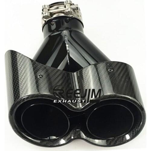 2020 New Model 1 piece Y Shape Dual carbon fiber exhaust tip exhaust pipe muffler glossy Black Exhaust Tip Black brushed