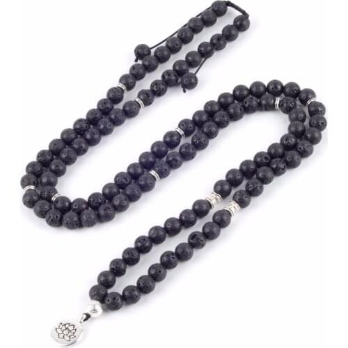 New Fashion Dual-Use Bracelet Necklace Men Jewellery 108 Prayer Beads Bracelets Lotus Pendant Long Necklaces For Women Jewelry