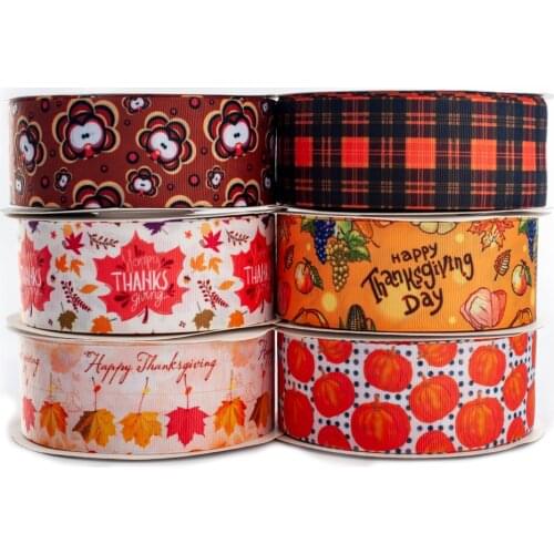 Thanksgiving Fall Theme 10Yards 25mm/38mm/50mm/75mm Grosgrain/Satin Ribbon Crafts Accessory Hairbow Headwear Decoration DIY
