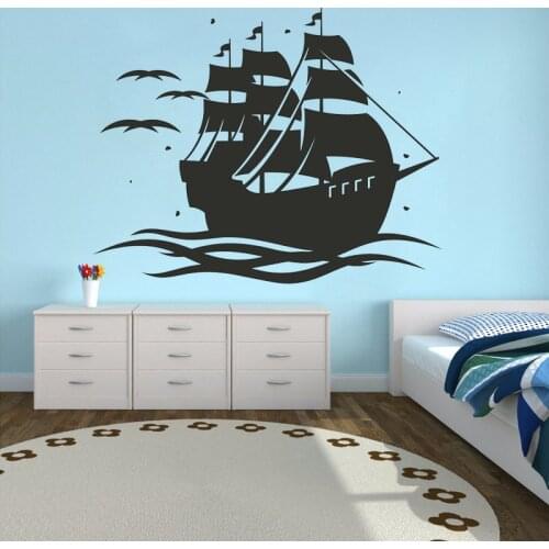 Pirate Ship Wall Sticker Sails Decal Sailor Room Decoration Accessories Boys Bedroom Wall Decor Boat Mural Dreams Navigation